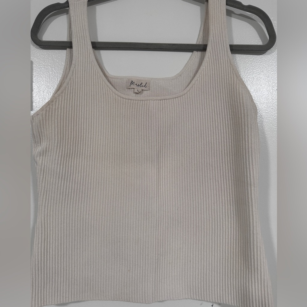 Marled Cream Ribbed stretchy Tank Top size Large